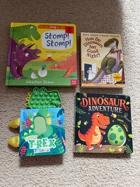 Kids Dinosaur Board Book Bundle - Sensory and Lights